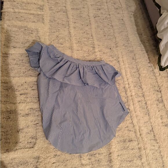 Veronica Beard Size 4 One Shoulder Blue/White Stripe Top Great Cond. Non Smoking - Picture 15 of 16